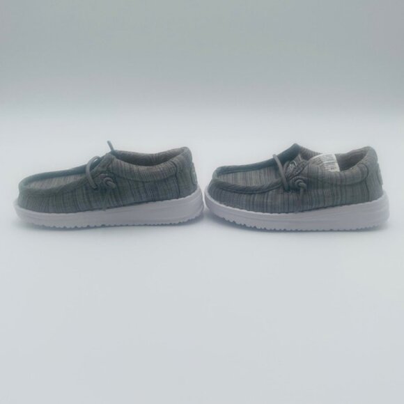 HEY DUDE Wally Toddler Casual Slip On Shoes Gray Linen Blend - Size 7 - Picture 3 of 10